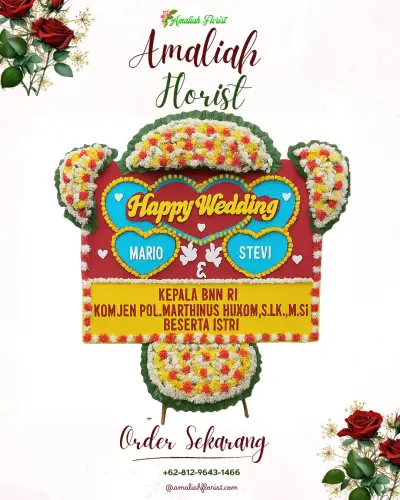 Karangan Papan Bunga Pernikahan di Licin